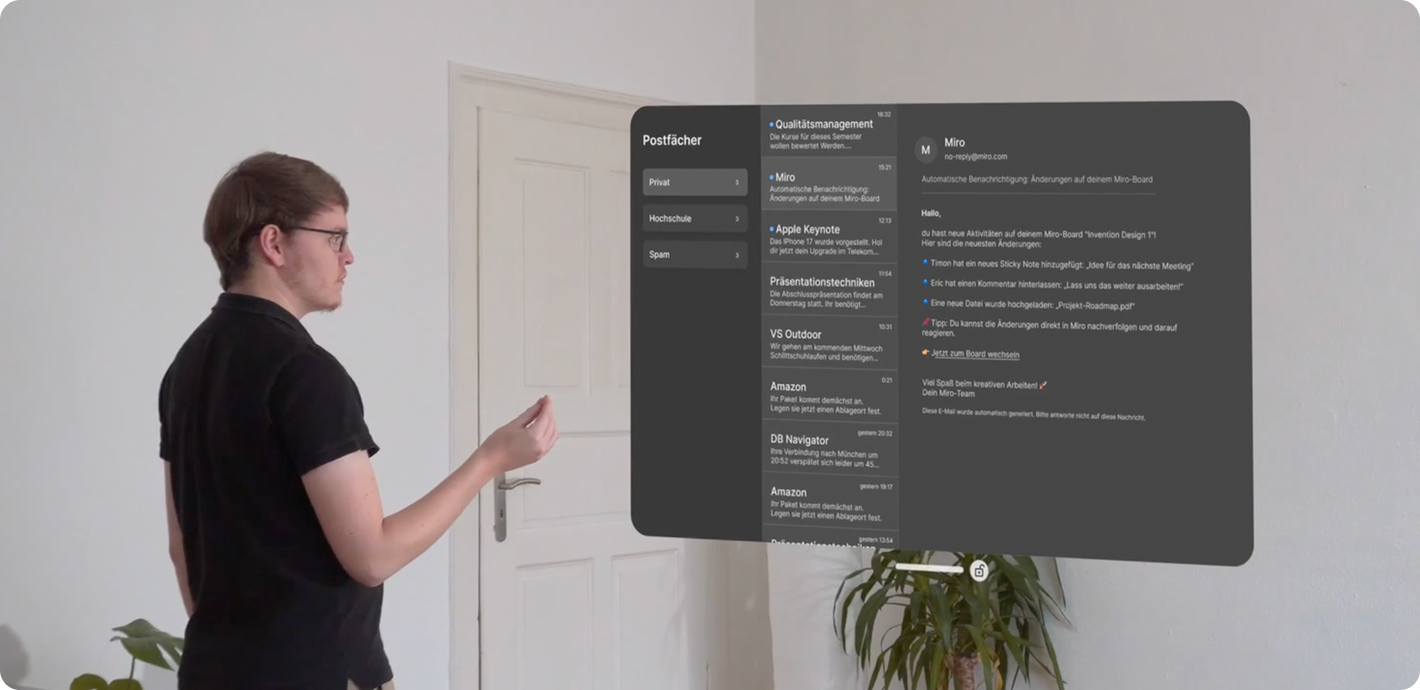 Focal Mail Widget ausgeklappt